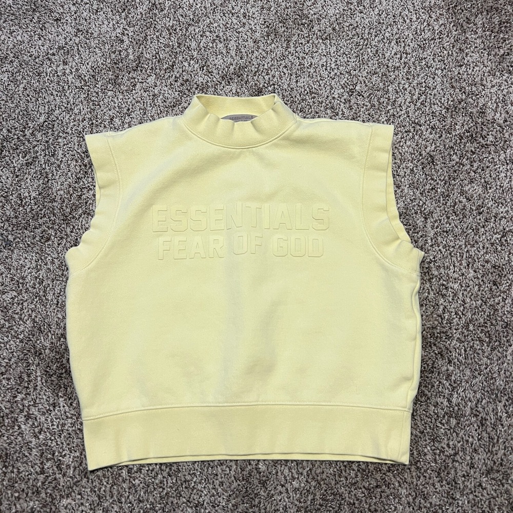 Women's Fear Of God Essentials Crew Neck Sleeveless Sweatshirt Size 10 Yellow